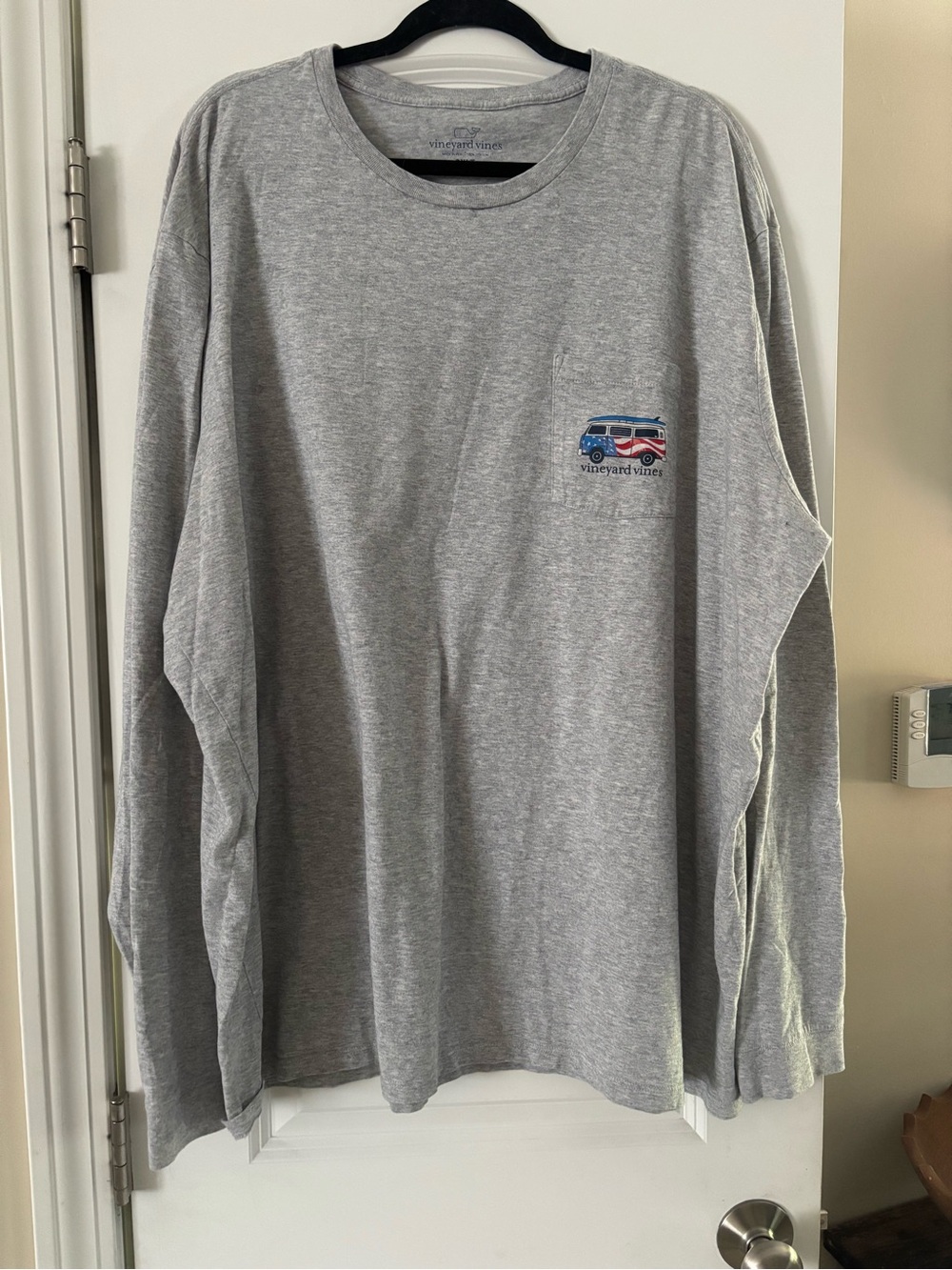 Vineyard Vines Men's Gray Long-Sleeve Pocket Tee 3XLT Americana 100% Cotton